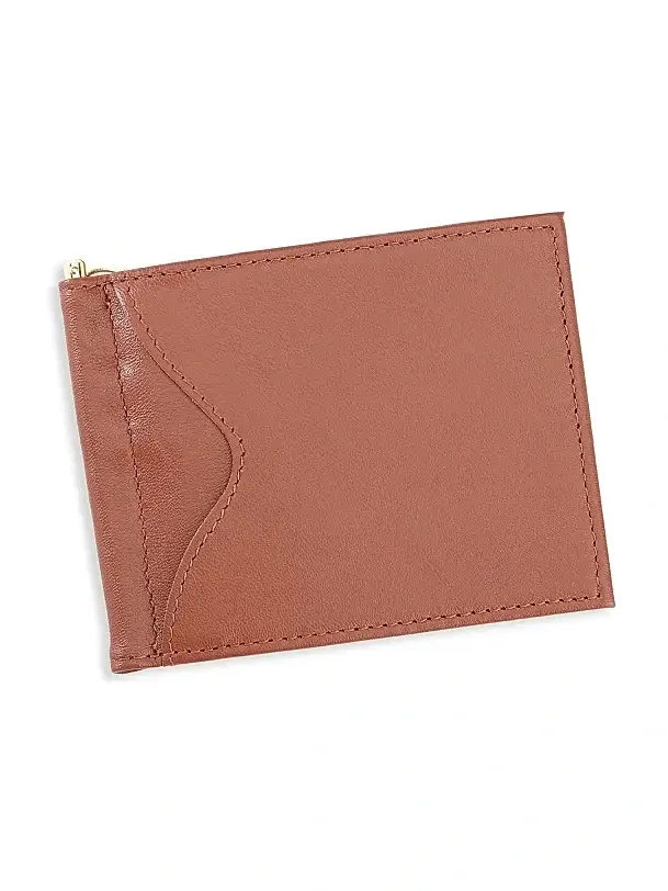 Men's RFID-Blocking Leather Money Clip Wallet