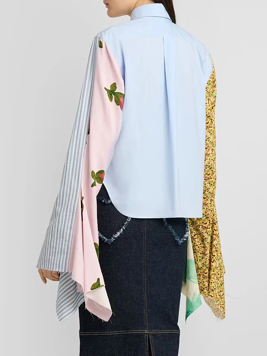 MOSCHINO Women's Cotton Scarf-Sleeve Button-Front Shirt | Thumbnail 3 MOSCHINO Women's Cotton Scarf-Sleeve Button-Front Shirt | Thumbnail 3