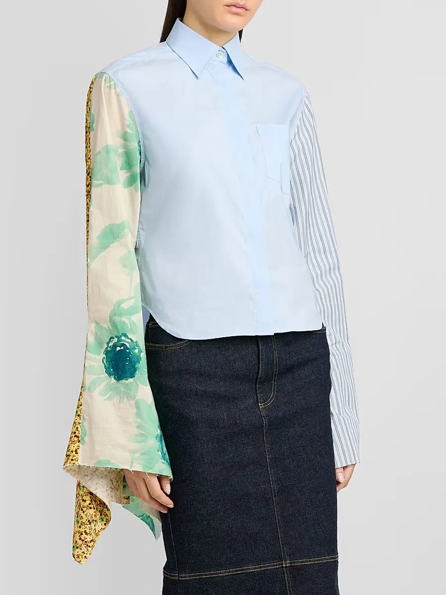 MOSCHINO Women's Cotton Scarf-Sleeve Button-Front Shirt | Thumbnail 4 MOSCHINO Women's Cotton Scarf-Sleeve Button-Front Shirt | Thumbnail 4