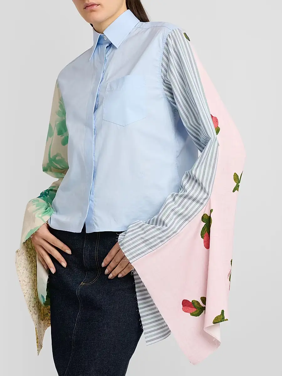 MOSCHINO Women's Cotton Scarf-Sleeve Button-Front Shirt | Thumbnail 5 MOSCHINO Women's Cotton Scarf-Sleeve Button-Front Shirt | Thumbnail 5