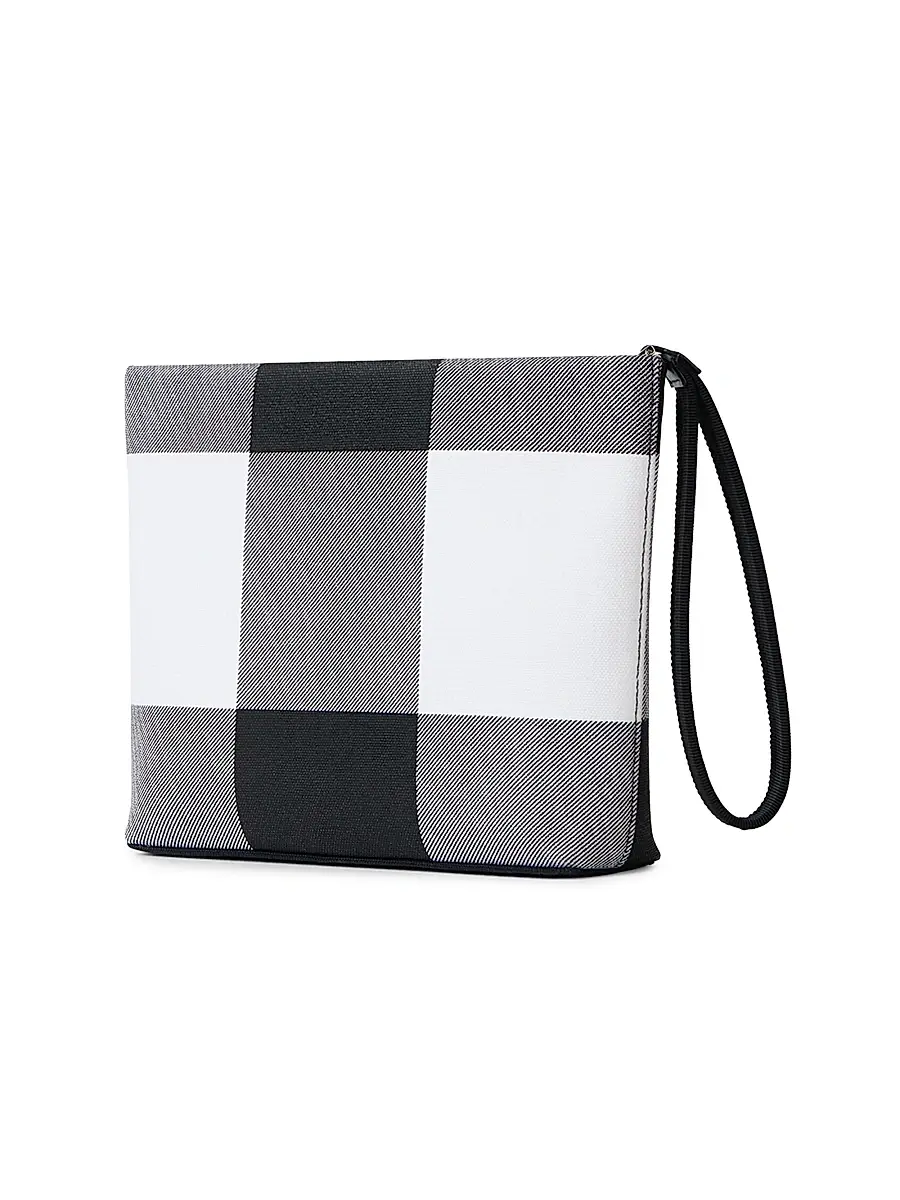 Givenchy Women's Pouch in Checked Canvas - Grey Black | Thumbnail 2 Givenchy Women's Pouch in Checked Canvas - Grey Black | Thumbnail 2