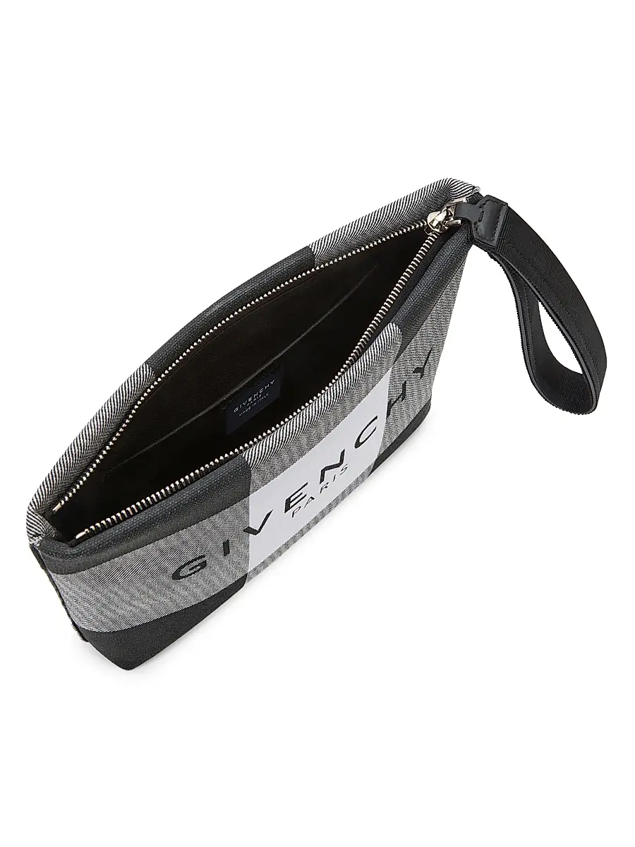 Givenchy Women's Pouch in Checked Canvas - Grey Black | Thumbnail 3 Givenchy Women's Pouch in Checked Canvas - Grey Black | Thumbnail 3