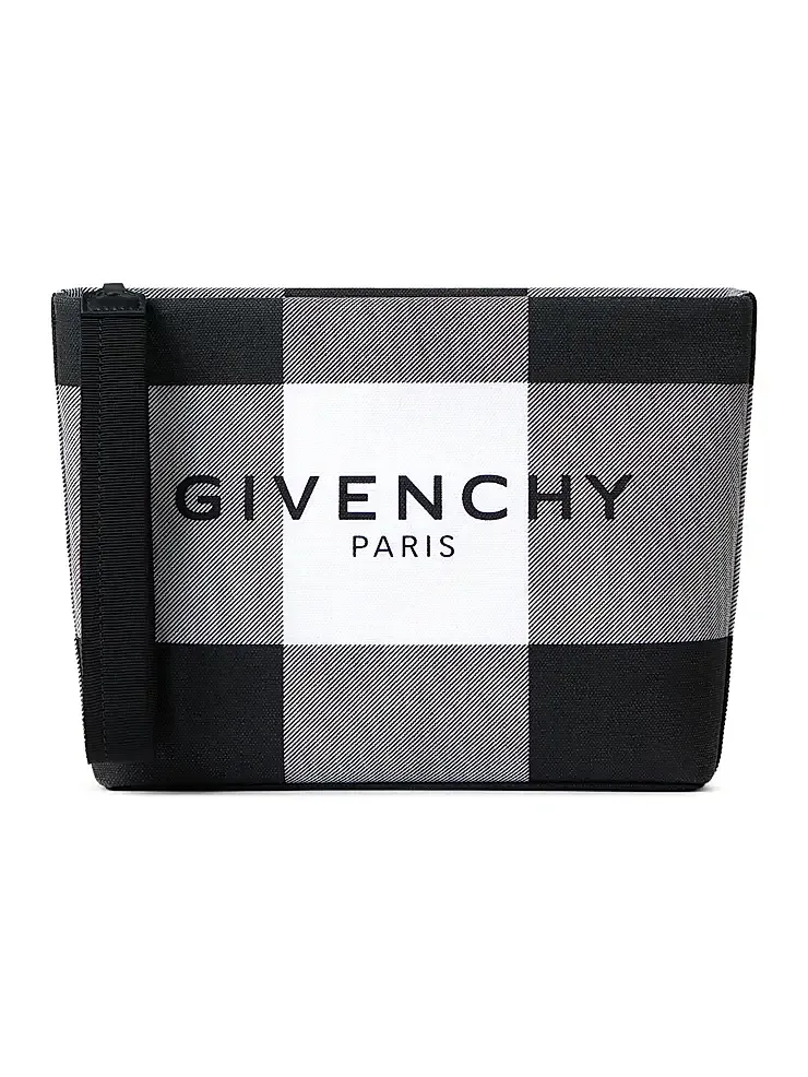 Givenchy Women's Pouch in Checked Canvas - Grey Black