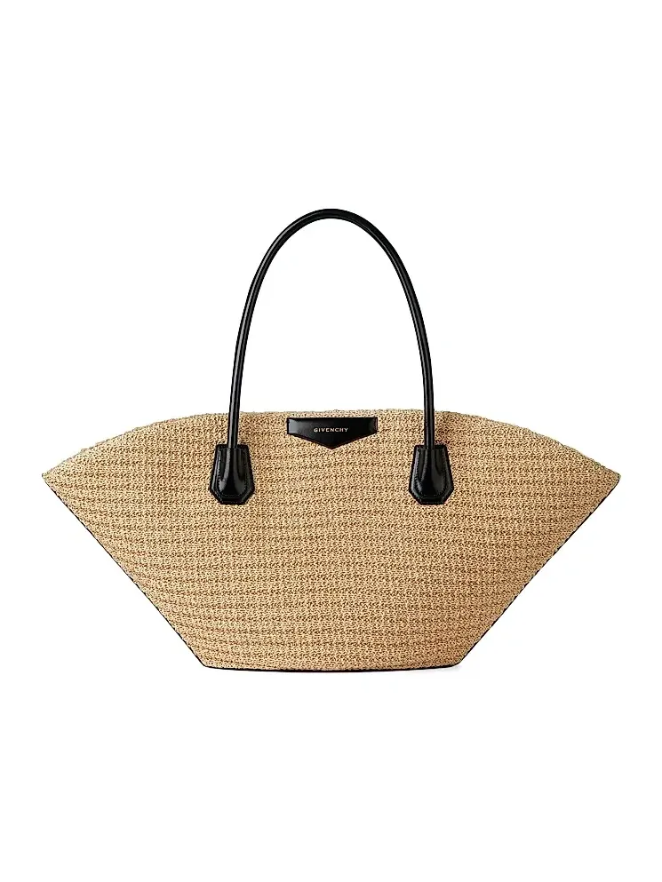 Women's Small Antigona Basket Tote Bag in Raffia - Natural Women's Small Antigona Basket Tote Bag in Raffia - Natural