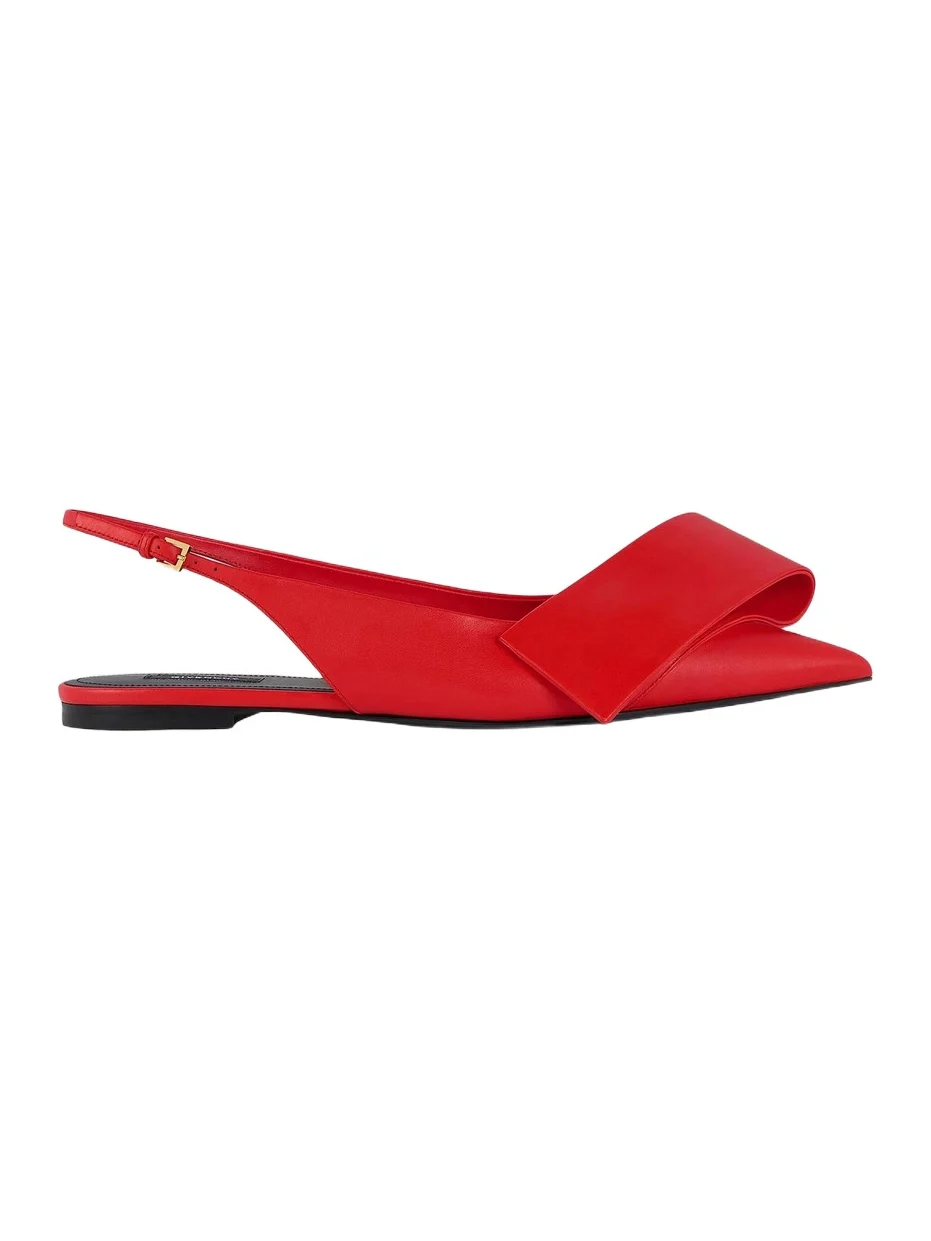 Givenchy Women's Twisted Ribbon Flat Slingbacks in Leather - Poppy Red