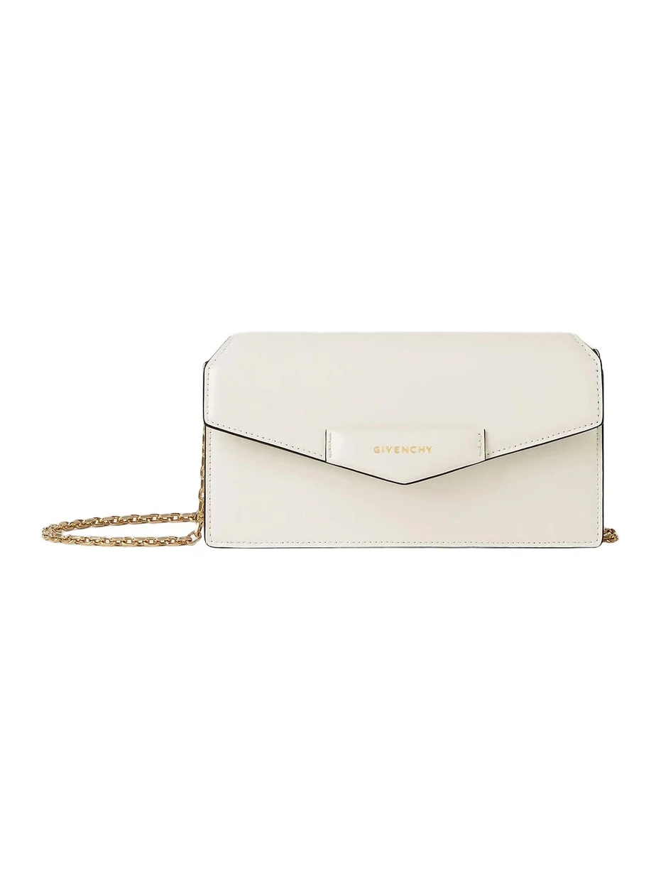 Women's Antigona Wallet with Chain in Box Leather - Ivory
