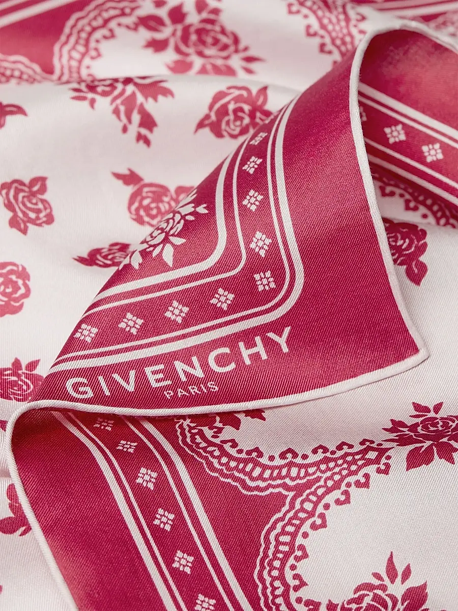 Givenchy Women's Bandana in Cotton and Silk - Lipstick Pink | Thumbnail 2 Givenchy Women's Bandana in Cotton and Silk - Lipstick Pink | Thumbnail 2