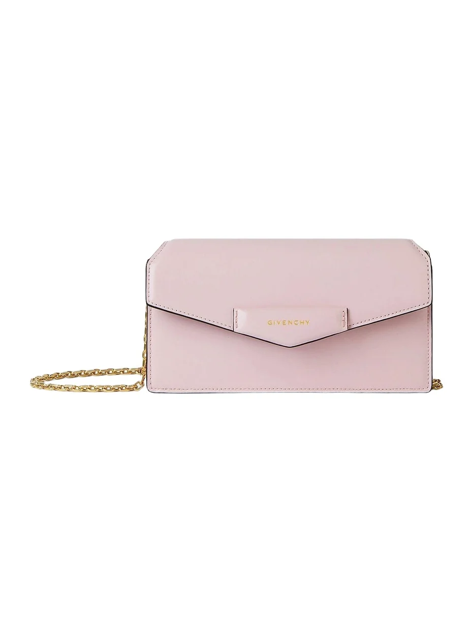 Women's Antigona Wallet with Chain in Box Leather - Light Pink