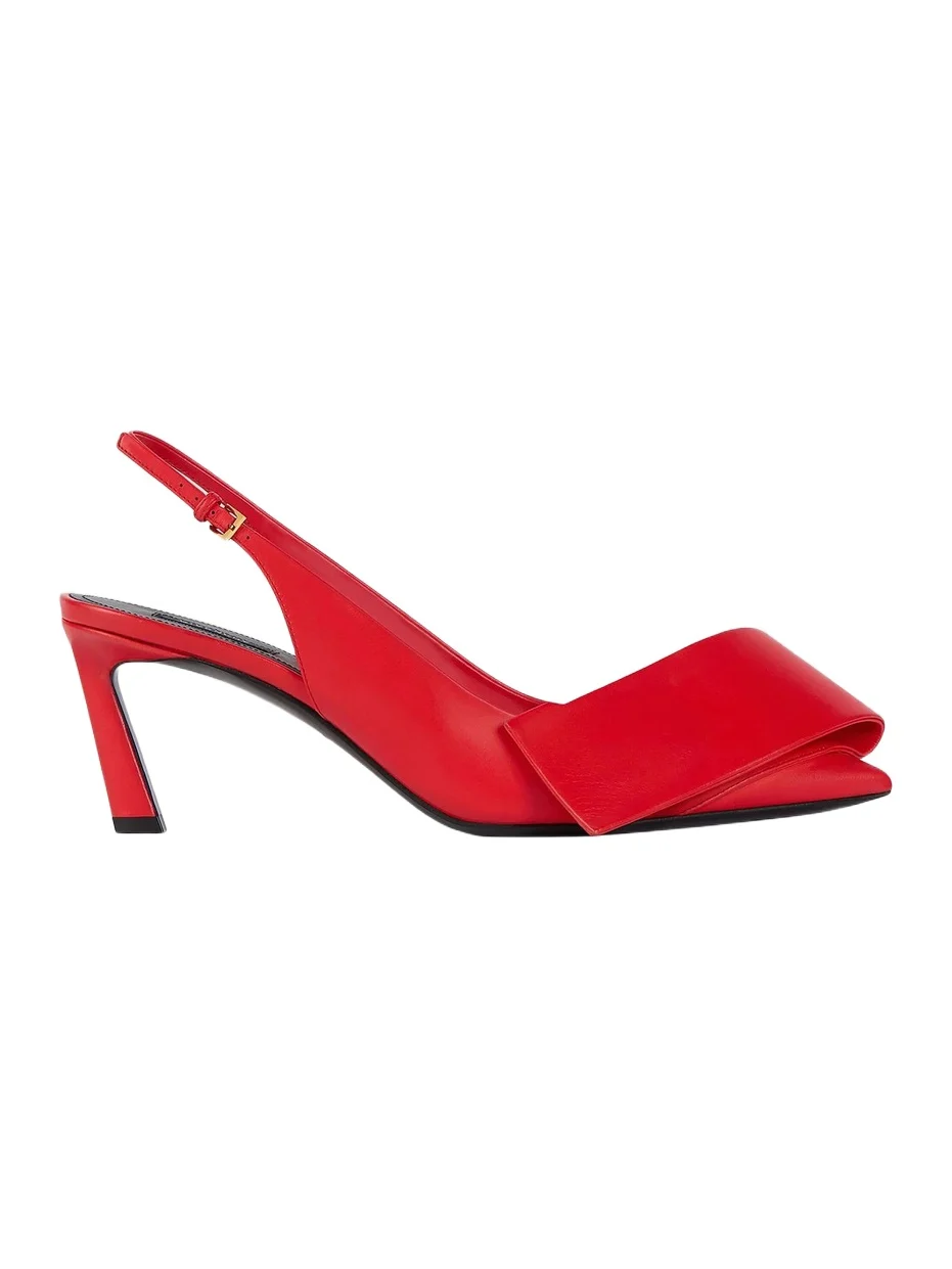 Givenchy Women's Twisted Ribbon Slingbacks Pumps in Leather - Poppy Red