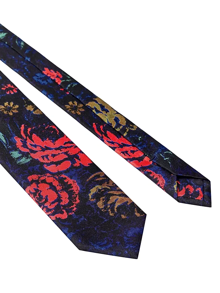 Givenchy Men's Tie in Silk with Floral Print - Navy | Thumbnail 2 Givenchy Men's Tie in Silk with Floral Print - Navy | Thumbnail 2