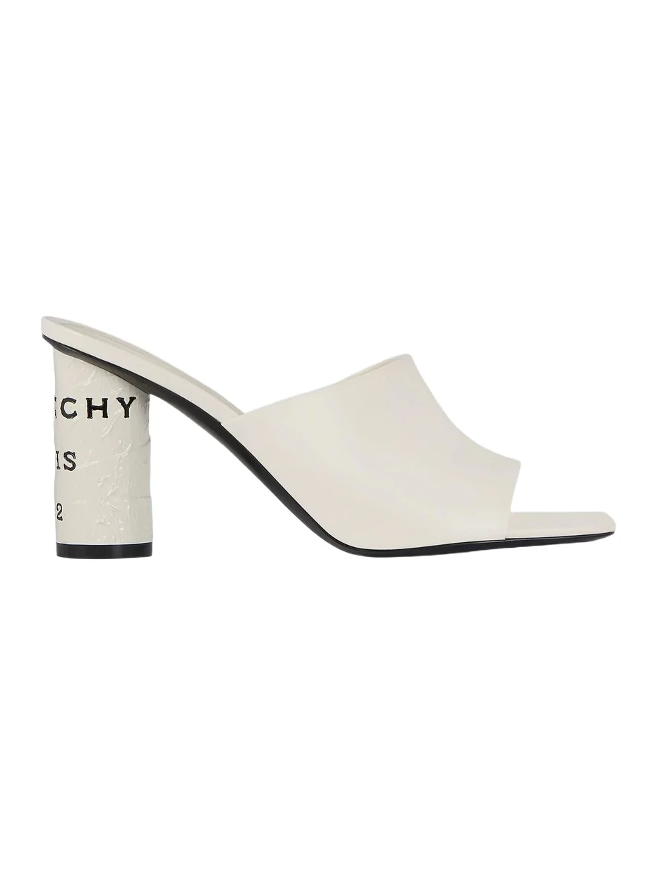 Women's Tape Heeled Mules in Leather - Ivory Women's Tape Heeled Mules in Leather - Ivory