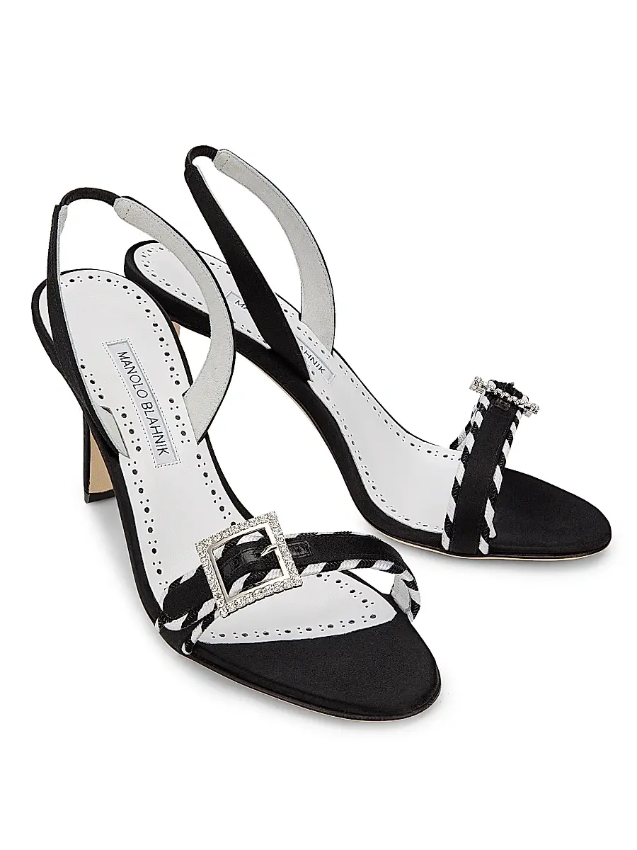 Manolo Blahnik Women's 90MM Sumbasan Embellished Buckle Slingback Sandals | Thumbnail 2