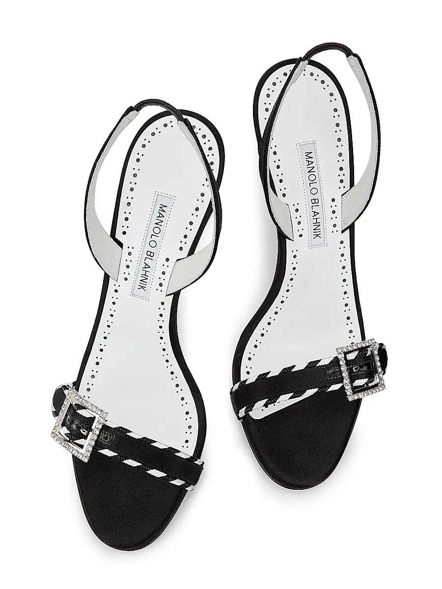 Manolo Blahnik Women's 90MM Sumbasan Embellished Buckle Slingback Sandals | Thumbnail 4