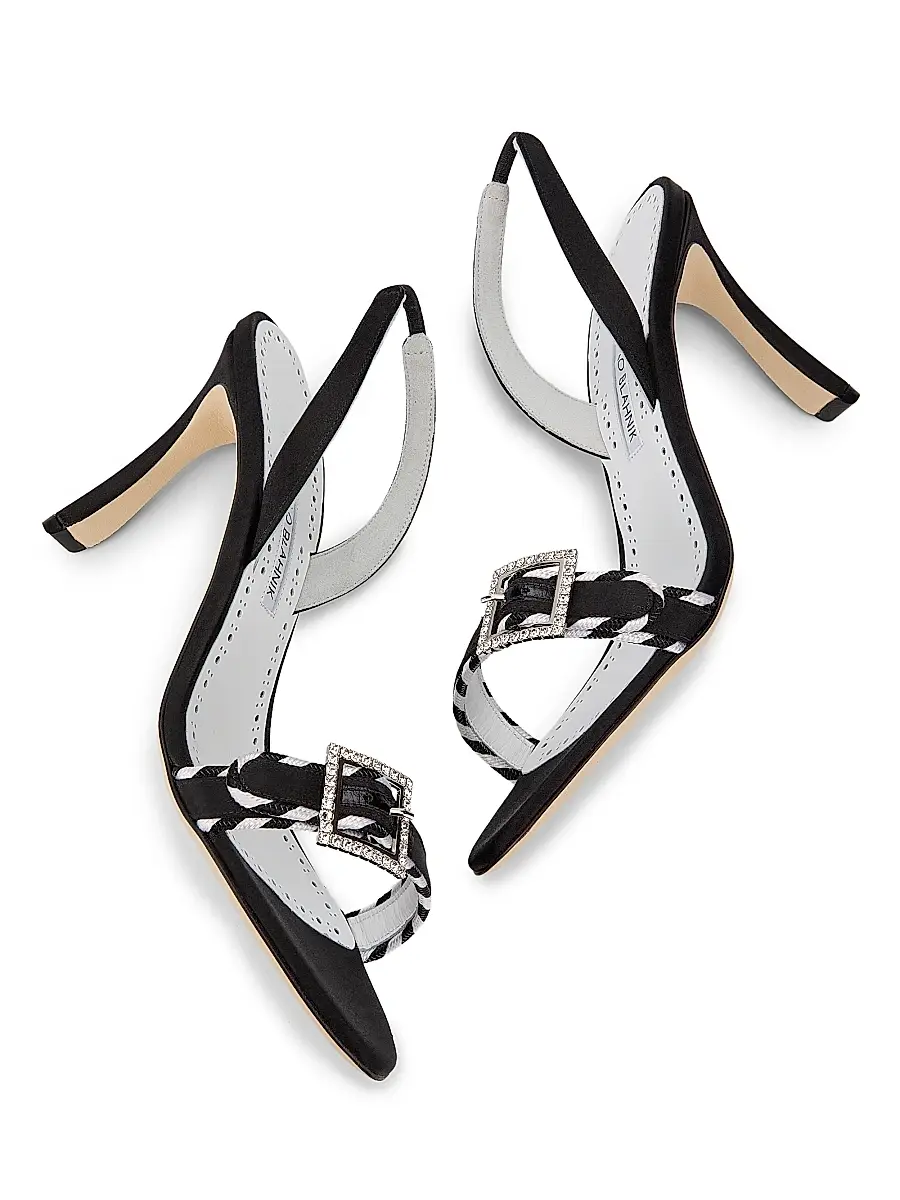 Manolo Blahnik Women's 90MM Sumbasan Embellished Buckle Slingback Sandals | Thumbnail 6