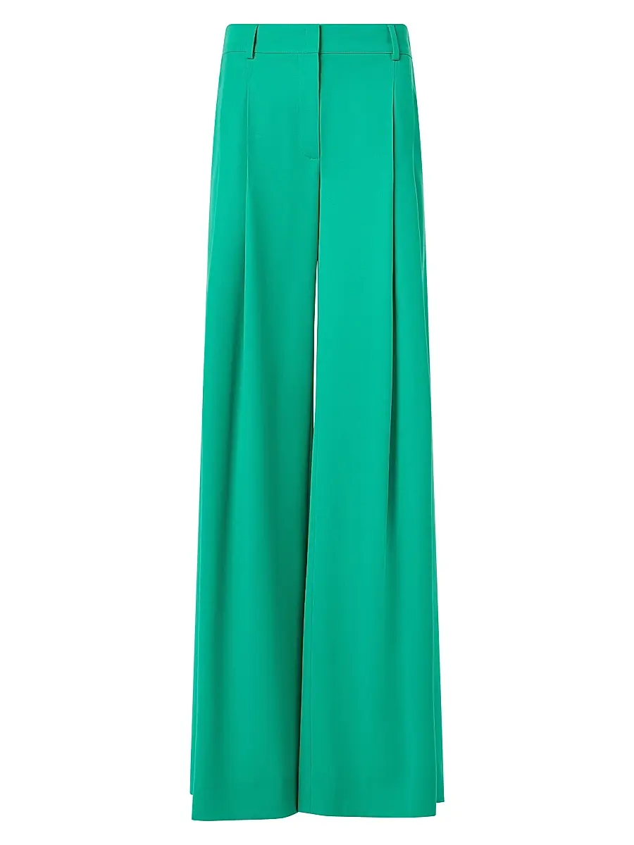 Akris Women's Cassie Wool Gabardine Wide-Leg Pants - Tourmaline - Size 10 | Image 1 Akris Women's Cassie Wool Gabardine Wide-Leg Pants - Tourmaline - Size 10 | Image 1
