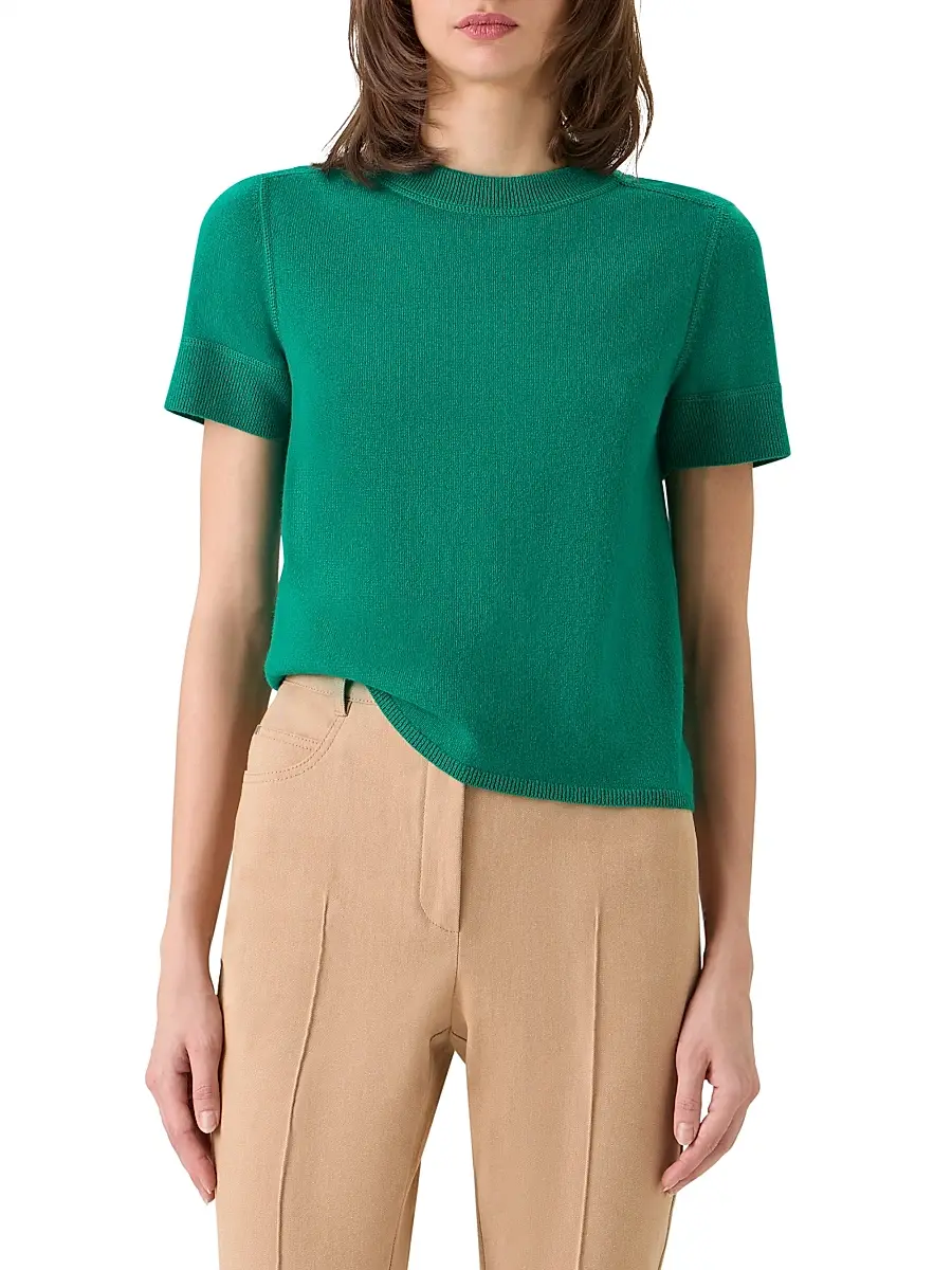 Akris Women's Cashmere Short-Sleeve Knit Sweater | Thumbnail 3 Akris Women's Cashmere Short-Sleeve Knit Sweater | Thumbnail 3