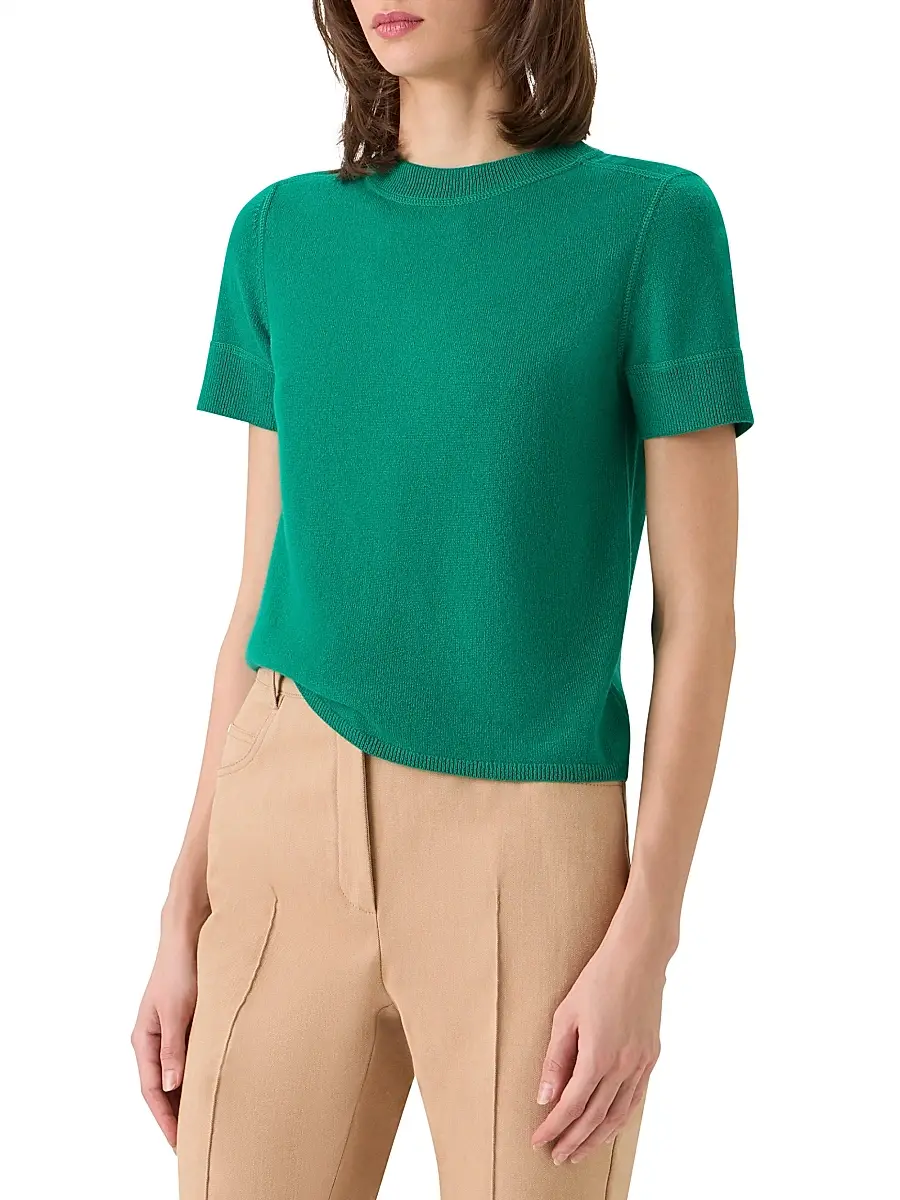 Akris Women's Cashmere Short-Sleeve Knit Sweater | Thumbnail 4 Akris Women's Cashmere Short-Sleeve Knit Sweater | Thumbnail 4