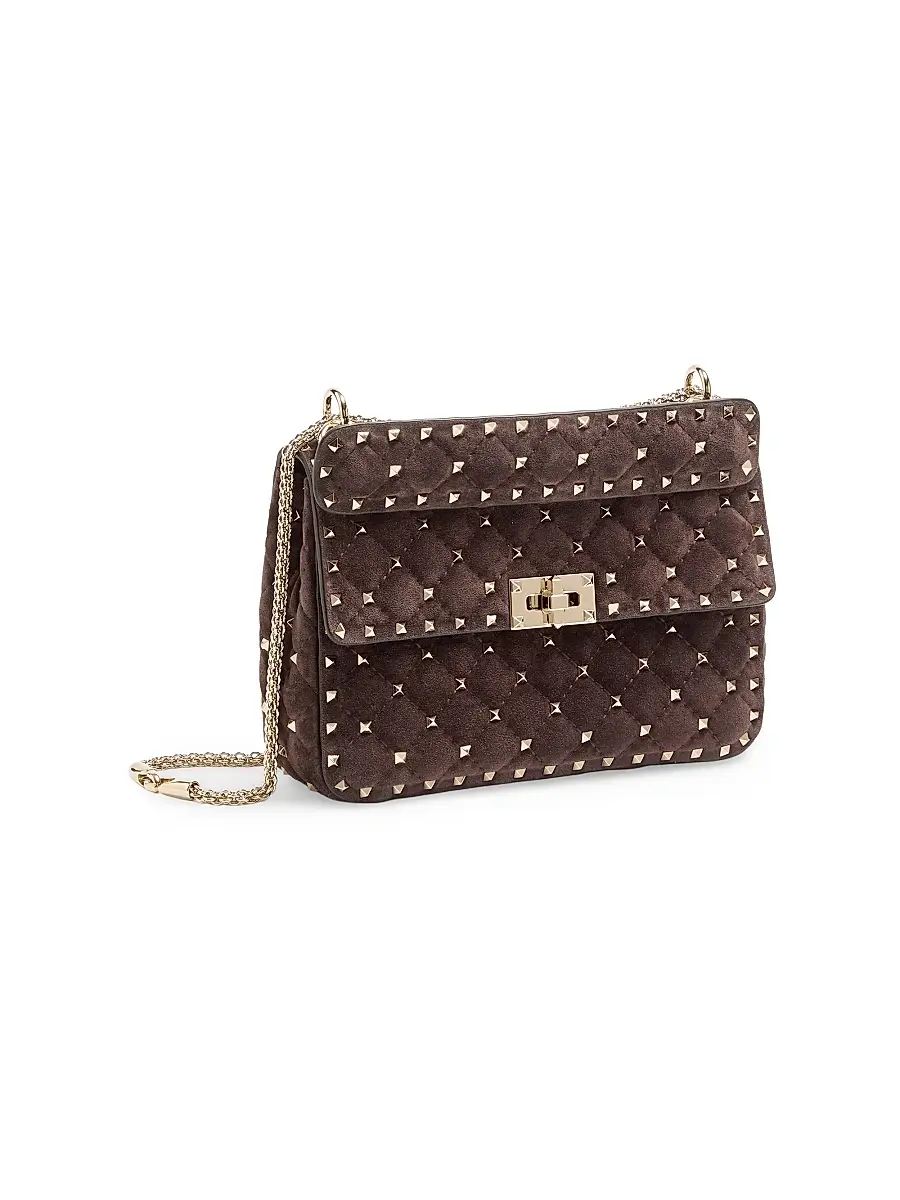 Valentino Women's Rockstud Spike Medium Suede Shoulder Bag | Thumbnail 2 Valentino Women's Rockstud Spike Medium Suede Shoulder Bag | Thumbnail 2