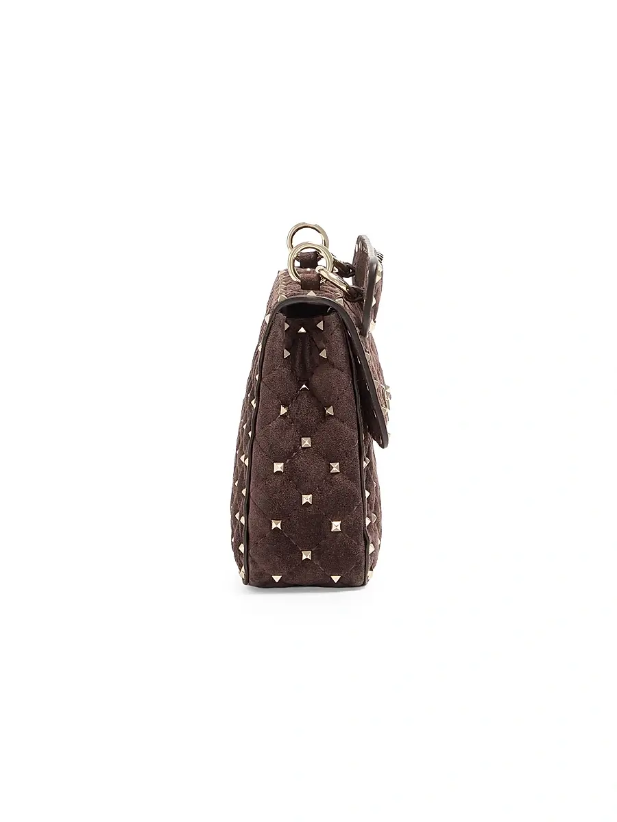 Valentino Women's Rockstud Spike Medium Suede Shoulder Bag | Thumbnail 3 Valentino Women's Rockstud Spike Medium Suede Shoulder Bag | Thumbnail 3