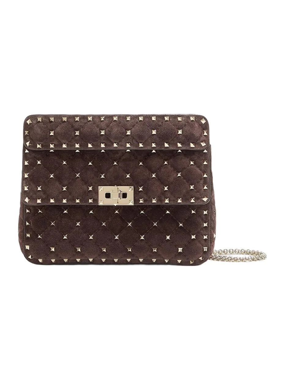 Women's Rockstud Spike Medium Suede Shoulder Bag