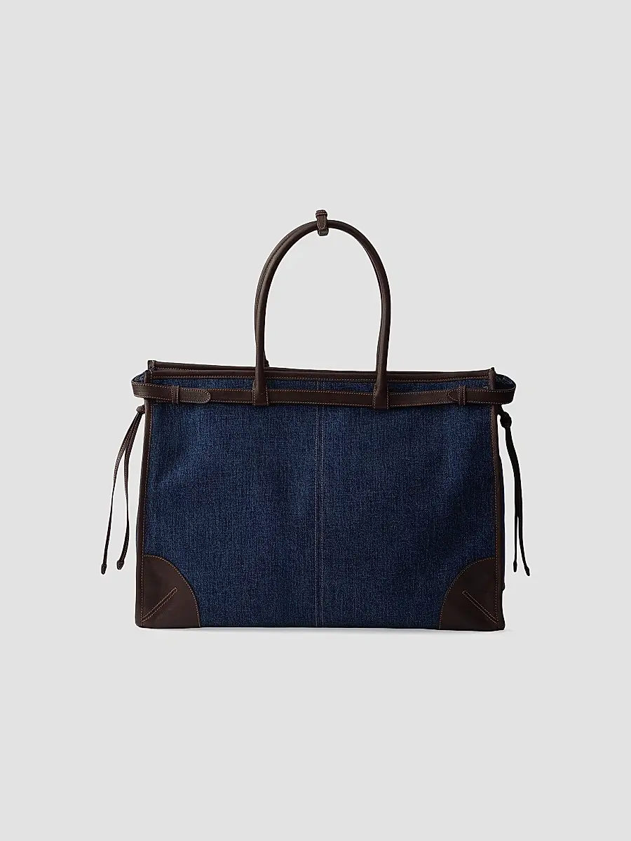 Prada Men's Bonnie Denim and Leather Tote Bag | Thumbnail 6 Prada Men's Bonnie Denim and Leather Tote Bag | Thumbnail 6