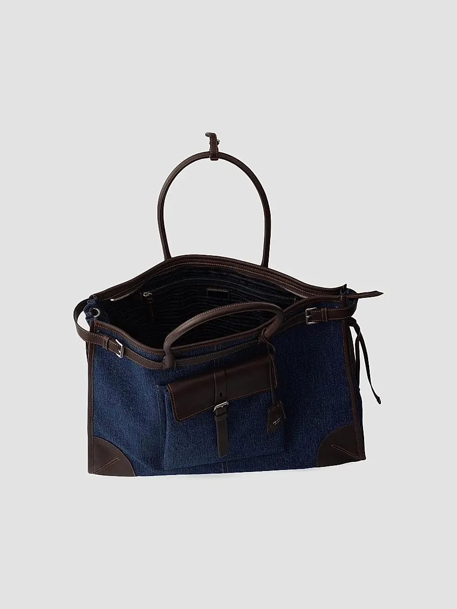 Prada Men's Bonnie Denim and Leather Tote Bag | Thumbnail 7 Prada Men's Bonnie Denim and Leather Tote Bag | Thumbnail 7