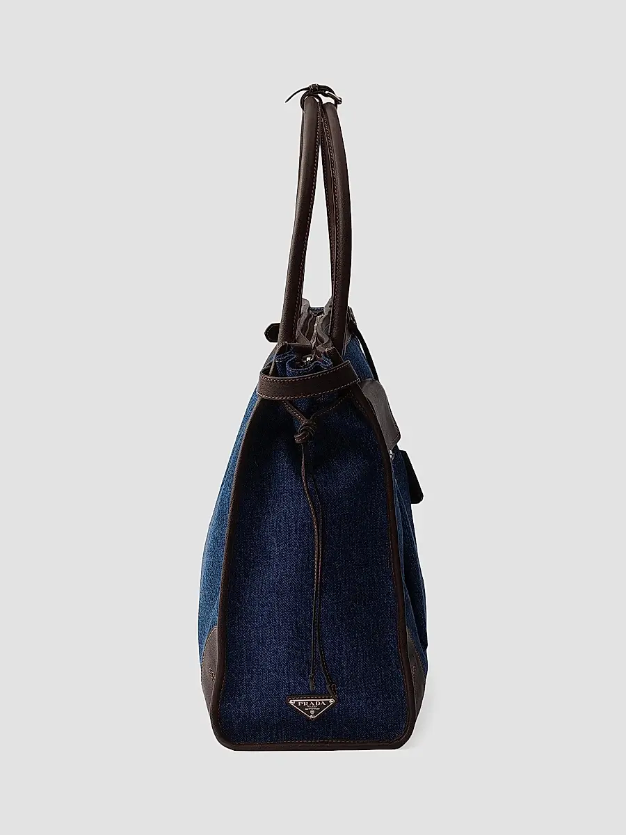 Prada Men's Bonnie Denim and Leather Tote Bag | Thumbnail 8 Prada Men's Bonnie Denim and Leather Tote Bag | Thumbnail 8