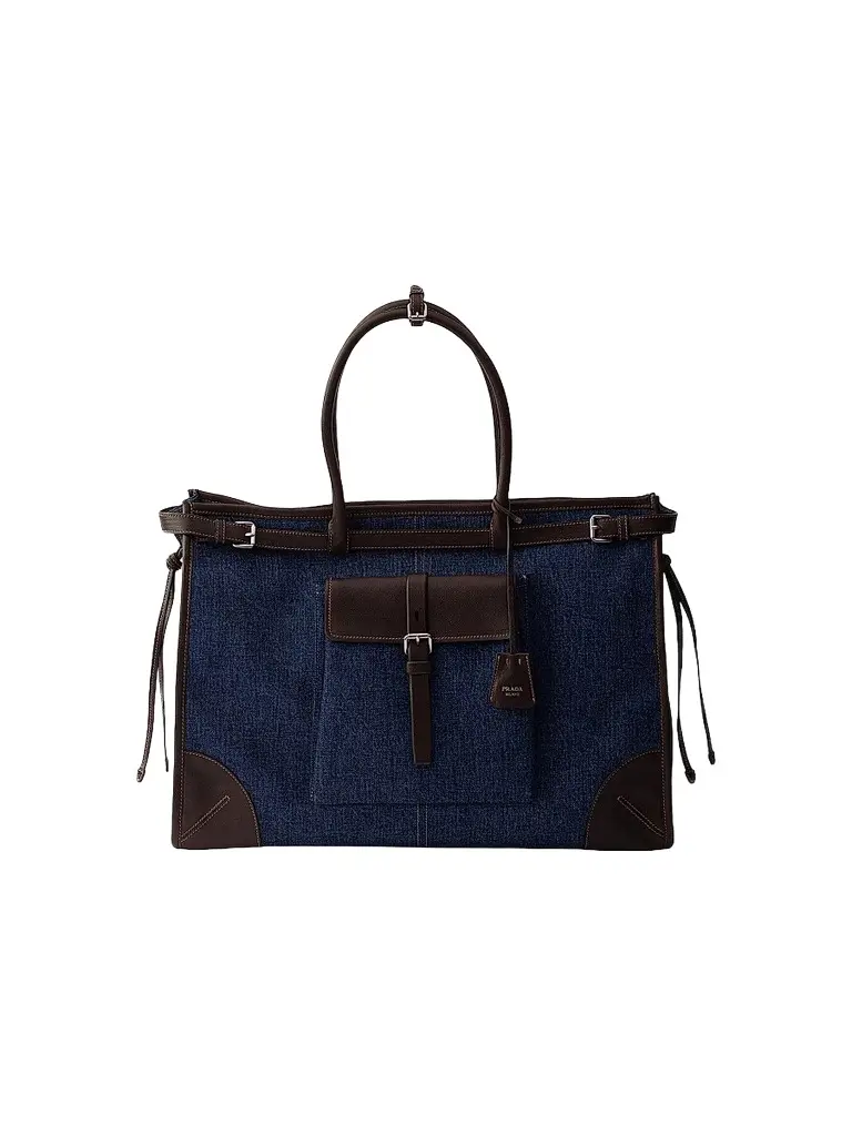 Prada Men's Bonnie Denim and Leather Tote Bag