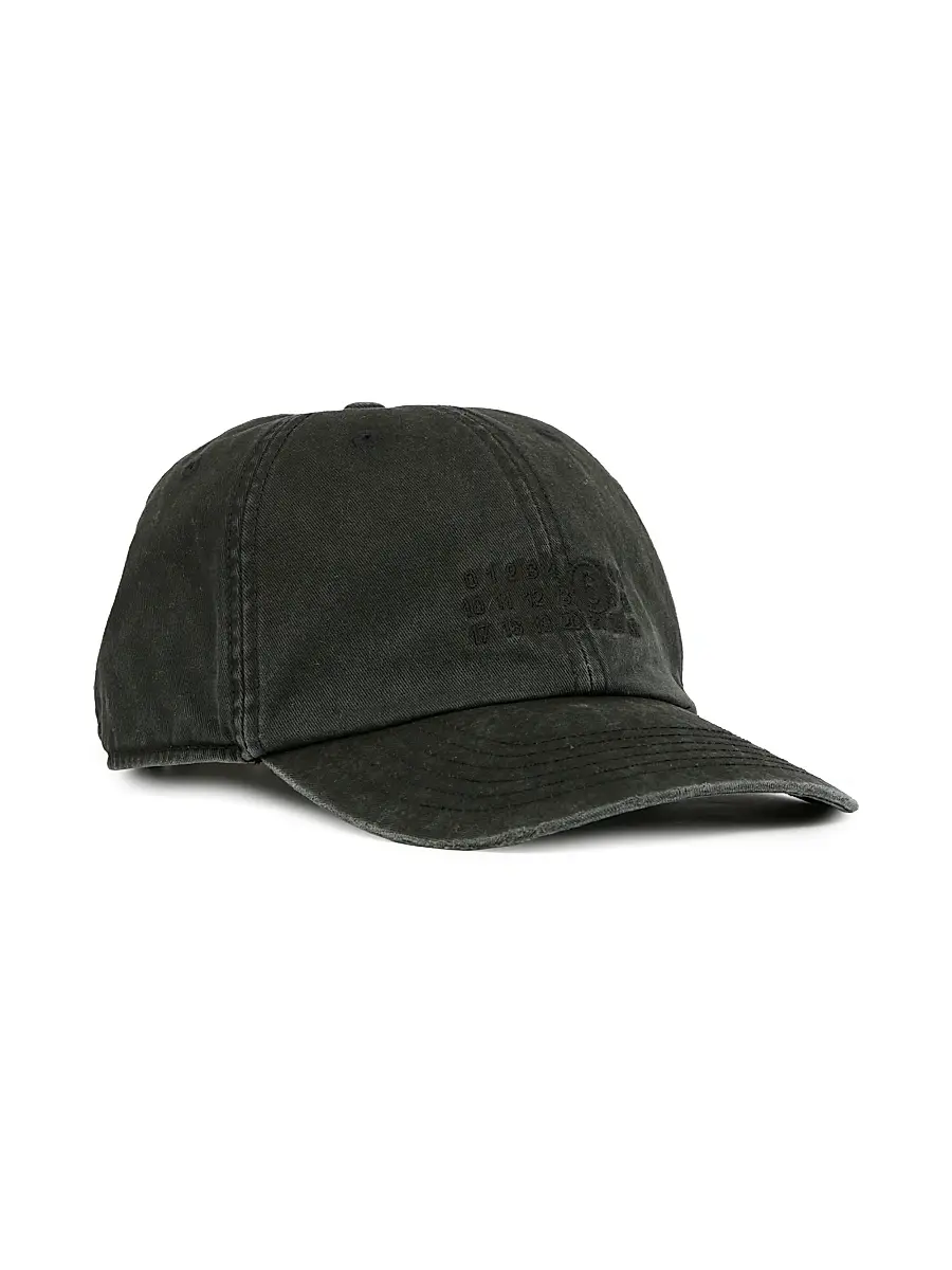 MM6 MAISON MARGIELA Men's Embroidered Cotton Canvas Baseball Cap - Washed Black - Size Medium | Image 1 MM6 MAISON MARGIELA Men's Embroidered Cotton Canvas Baseball Cap - Washed Black - Size Medium | Image 1