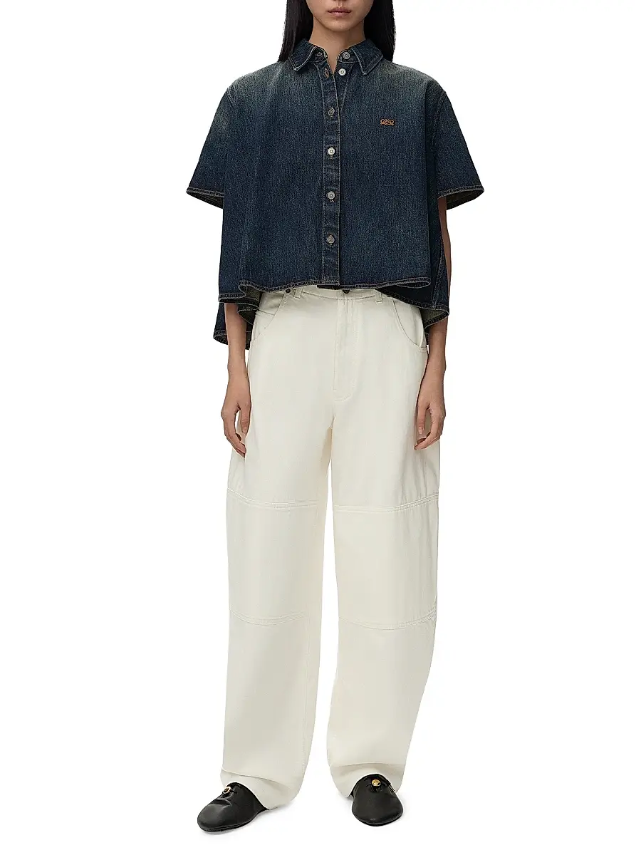 Loewe Women's Cotton Wide-Leg Jeans | Thumbnail 2