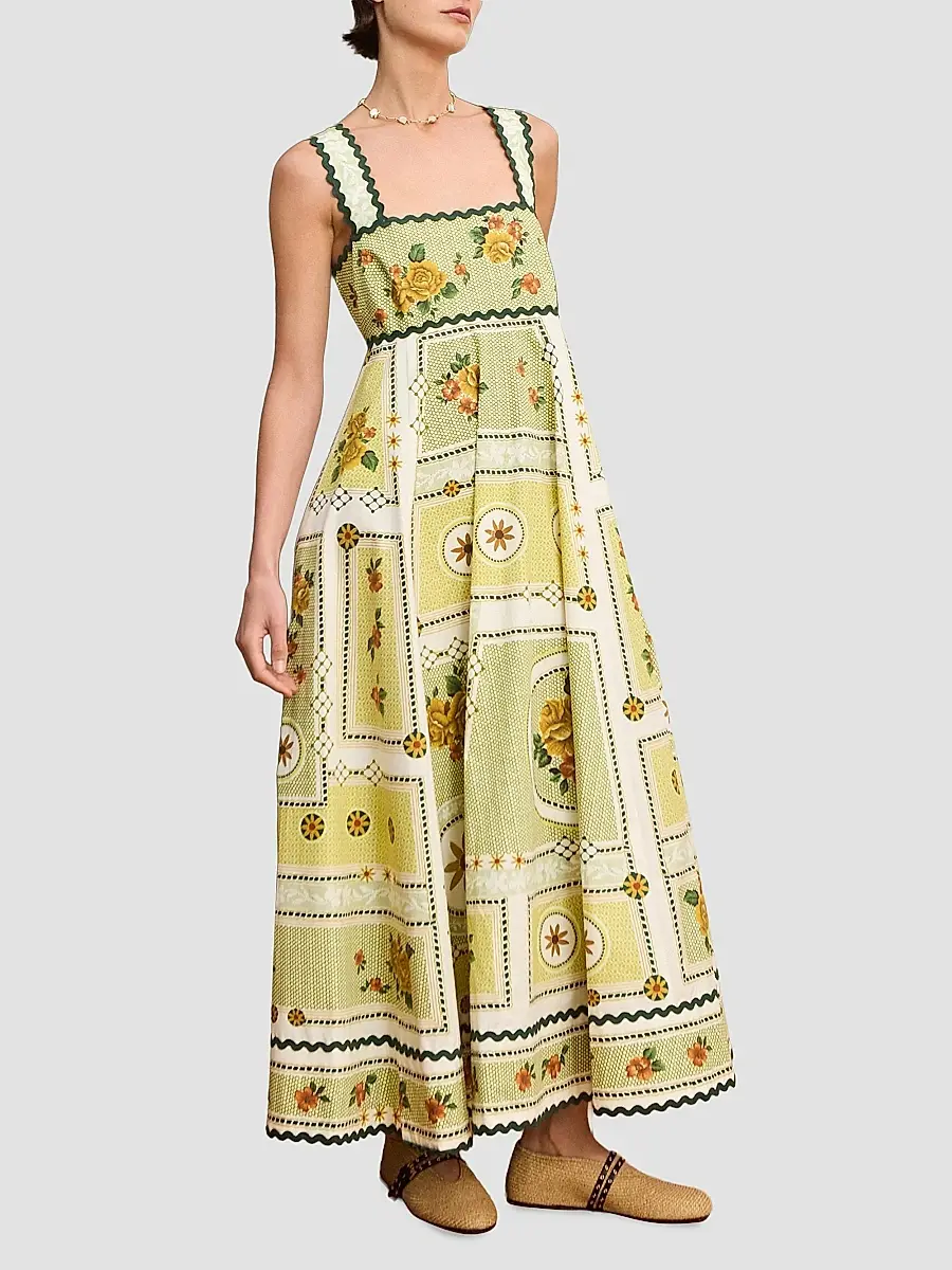 ALÉMAIS Women's Dixie Floral Cotton Summer Maxi Dress | Thumbnail 2