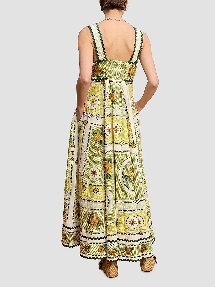 ALÉMAIS Women's Dixie Floral Cotton Summer Maxi Dress | Thumbnail 3