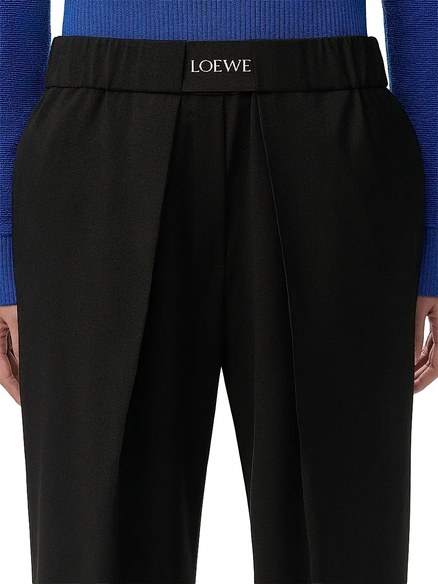Loewe Women's Pleated-Front Logo-Waist Wool-Blend Trousers | Thumbnail 5 Loewe Women's Pleated-Front Logo-Waist Wool-Blend Trousers | Thumbnail 5