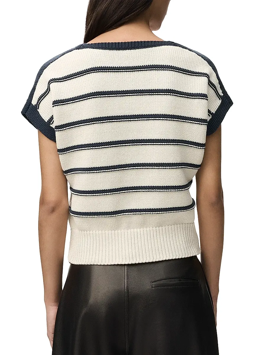 Loewe Women's Striped Cotton-Blend Short-Sleeve Sweater | Thumbnail 4 Loewe Women's Striped Cotton-Blend Short-Sleeve Sweater | Thumbnail 4