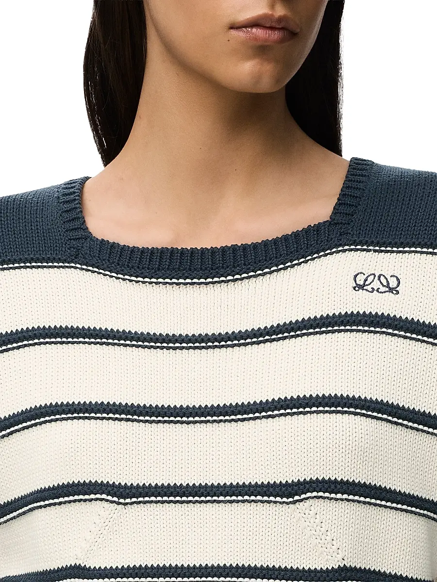 Loewe Women's Striped Cotton-Blend Short-Sleeve Sweater | Thumbnail 5 Loewe Women's Striped Cotton-Blend Short-Sleeve Sweater | Thumbnail 5