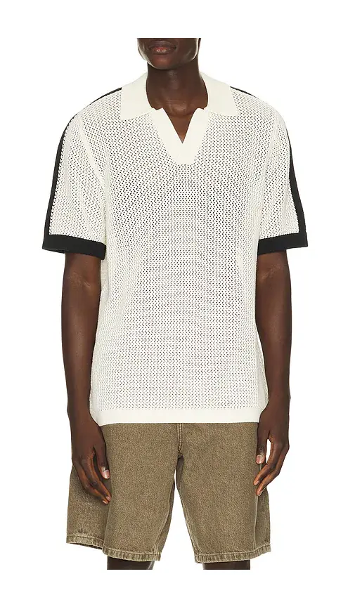 Les Deux Logo Grid Knitted Polo | Image 1 Les Deux Logo Grid Knitted Polo | Image 1