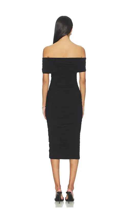 Norma Kamali Sleeveless Cowl Neck Side Shirred Dress Below Knee | Thumbnail 3 Norma Kamali Sleeveless Cowl Neck Side Shirred Dress Below Knee | Thumbnail 3