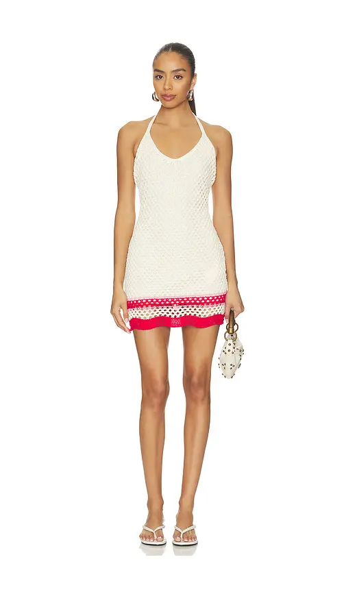 MINKPINK Elva Crochet Halter Mini Dress | Image 1 MINKPINK Elva Crochet Halter Mini Dress | Image 1