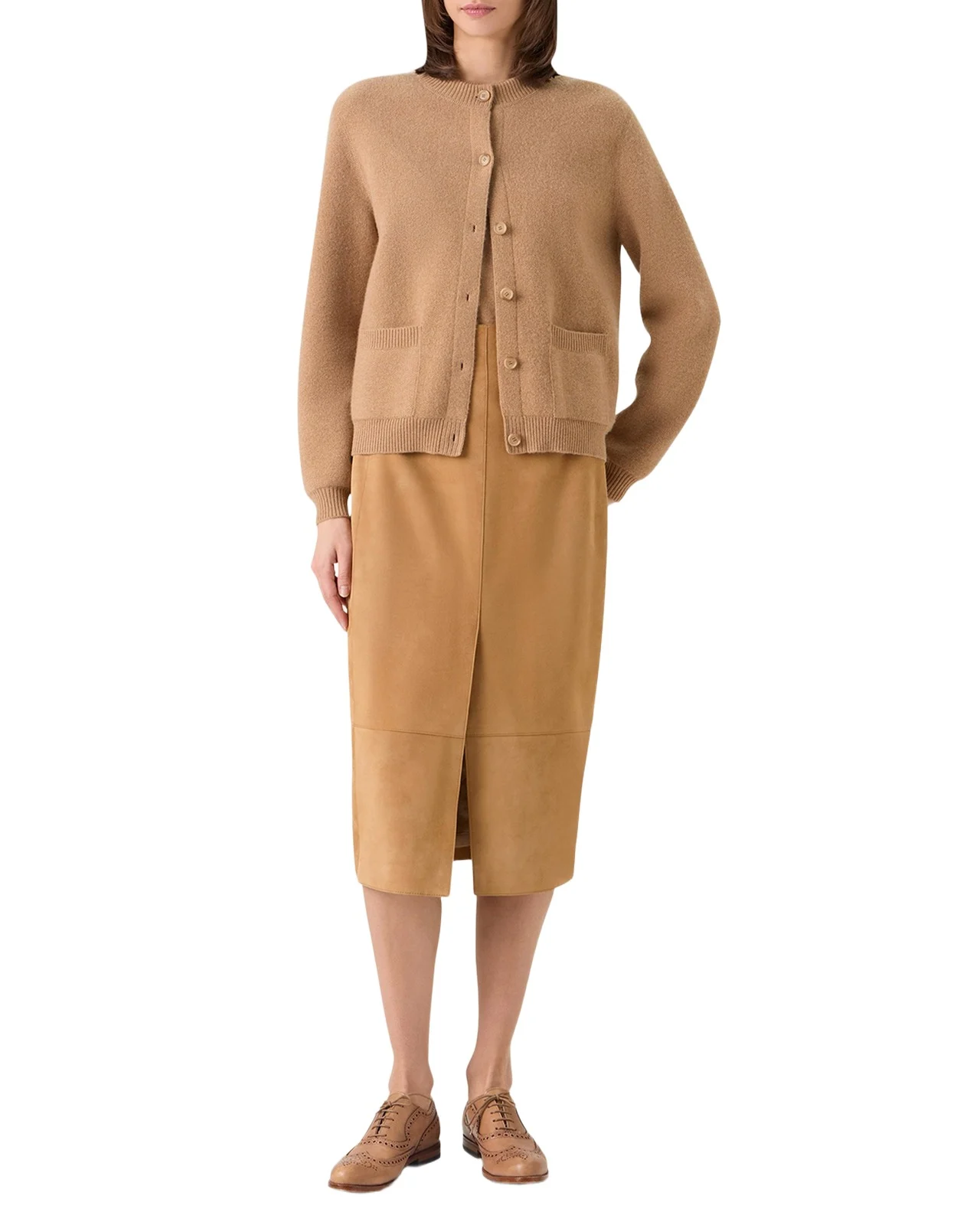 Crewneck Cashmere Pique Knit Cardigan Crewneck Cashmere Pique Knit Cardigan