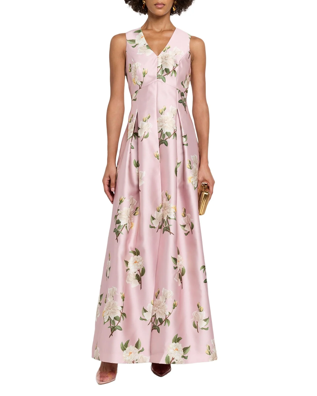 Brooklynne Pleated Floral-Print Mikado Gown Brooklynne Pleated Floral-Print Mikado Gown