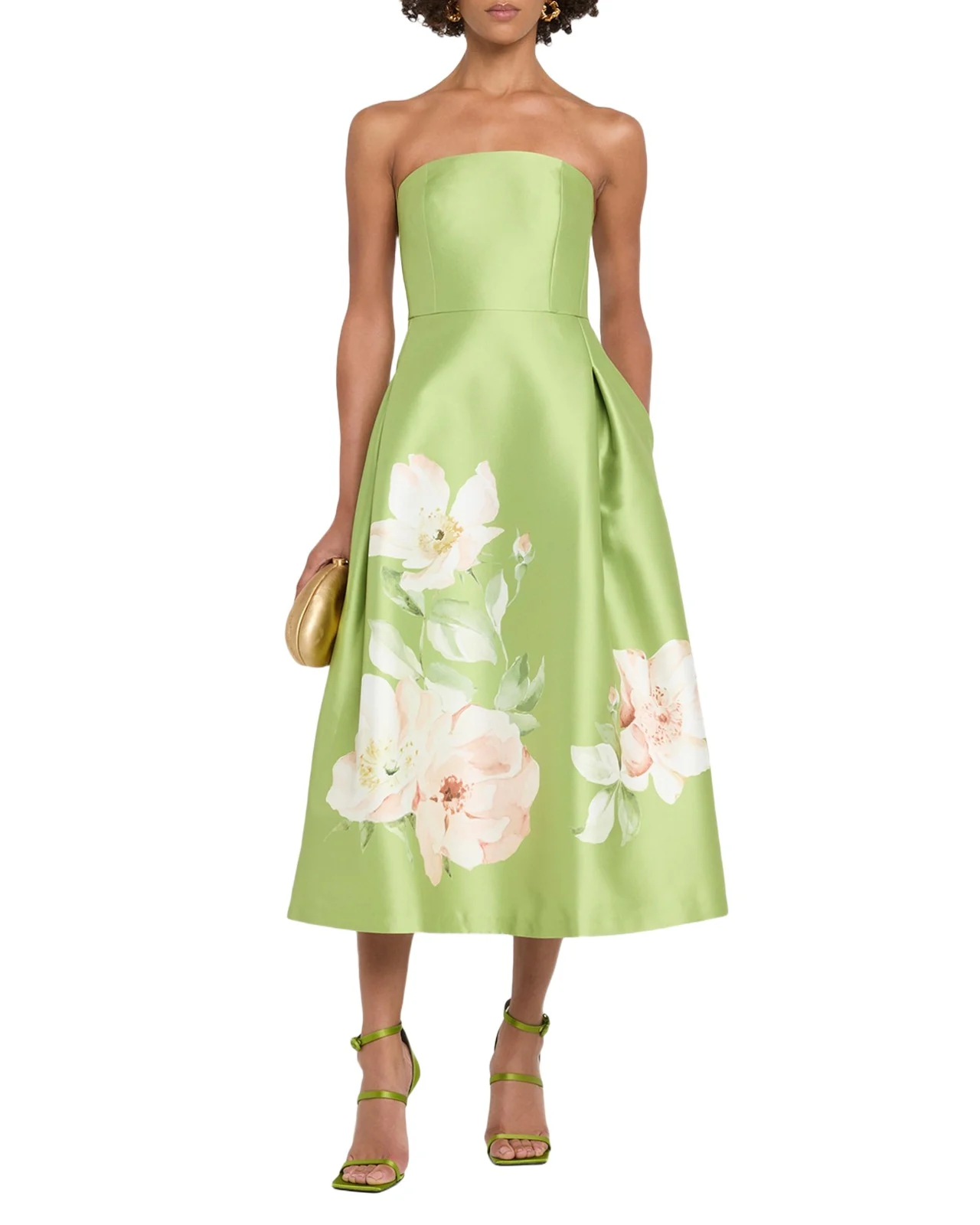 SACHIN & BABI Shay Strapless Floral-Print Mikado Midi Dress