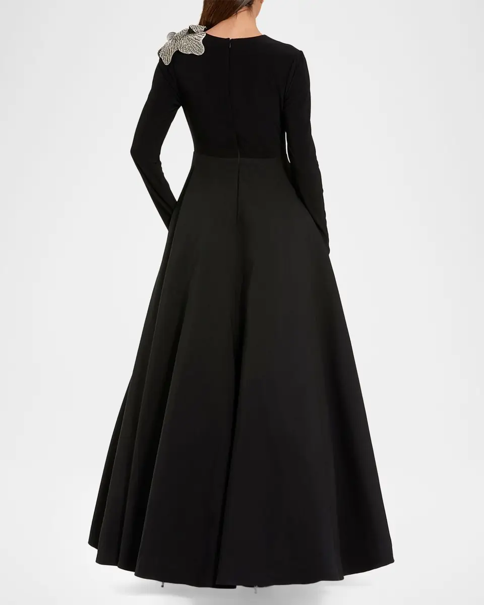 Mac Duggal Flower-Embellished Jersey and Taffeta Gown | Thumbnail 2 Mac Duggal Flower-Embellished Jersey and Taffeta Gown | Thumbnail 2