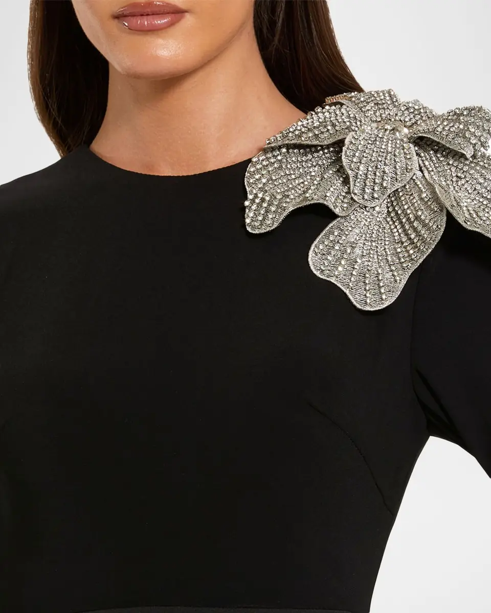 Mac Duggal Flower-Embellished Jersey and Taffeta Gown | Thumbnail 3 Mac Duggal Flower-Embellished Jersey and Taffeta Gown | Thumbnail 3