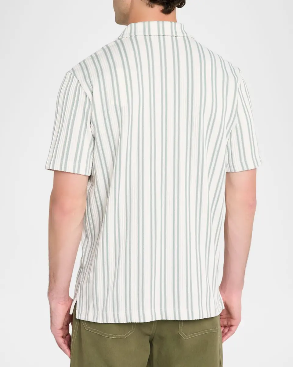 Vince Men's Jacquard Stripe Camp Shirt | Thumbnail 2 Vince Men's Jacquard Stripe Camp Shirt | Thumbnail 2