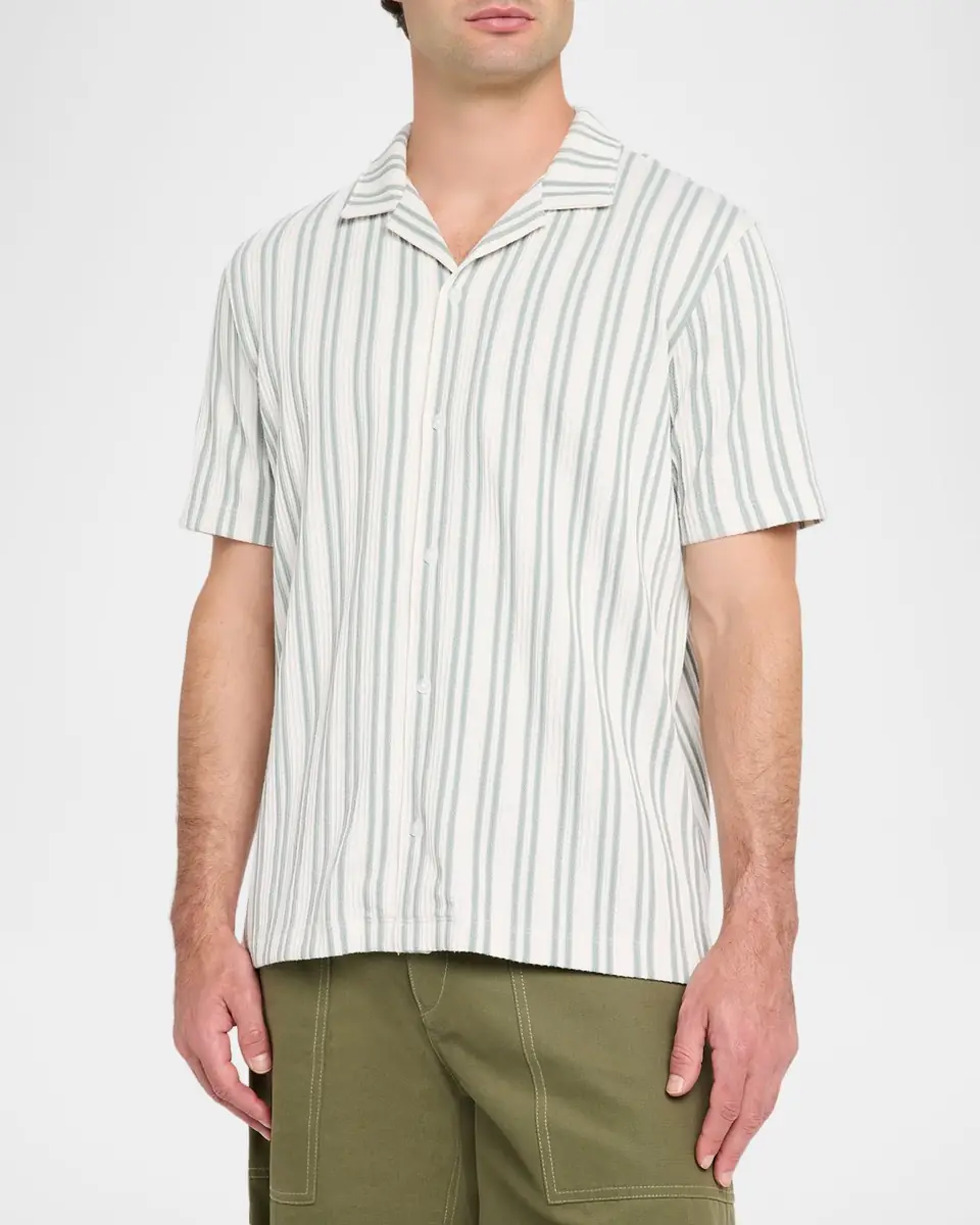 Vince Men's Jacquard Stripe Camp Shirt | Thumbnail 3 Vince Men's Jacquard Stripe Camp Shirt | Thumbnail 3