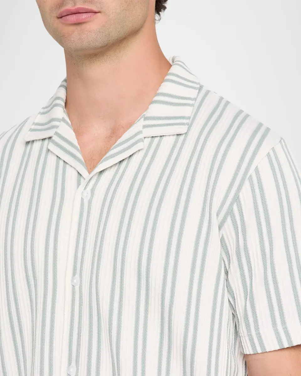 Vince Men's Jacquard Stripe Camp Shirt | Thumbnail 4 Vince Men's Jacquard Stripe Camp Shirt | Thumbnail 4