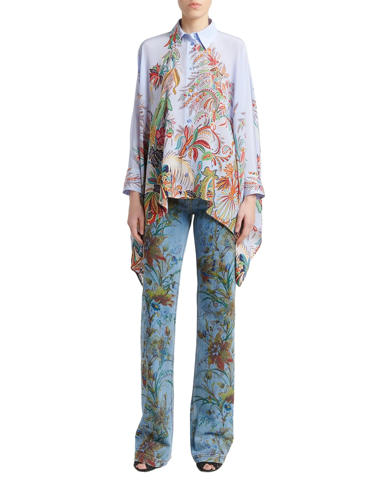 Paisley-Print Silk Handkerchief Button-Down Shirt Paisley-Print Silk Handkerchief Button-Down Shirt