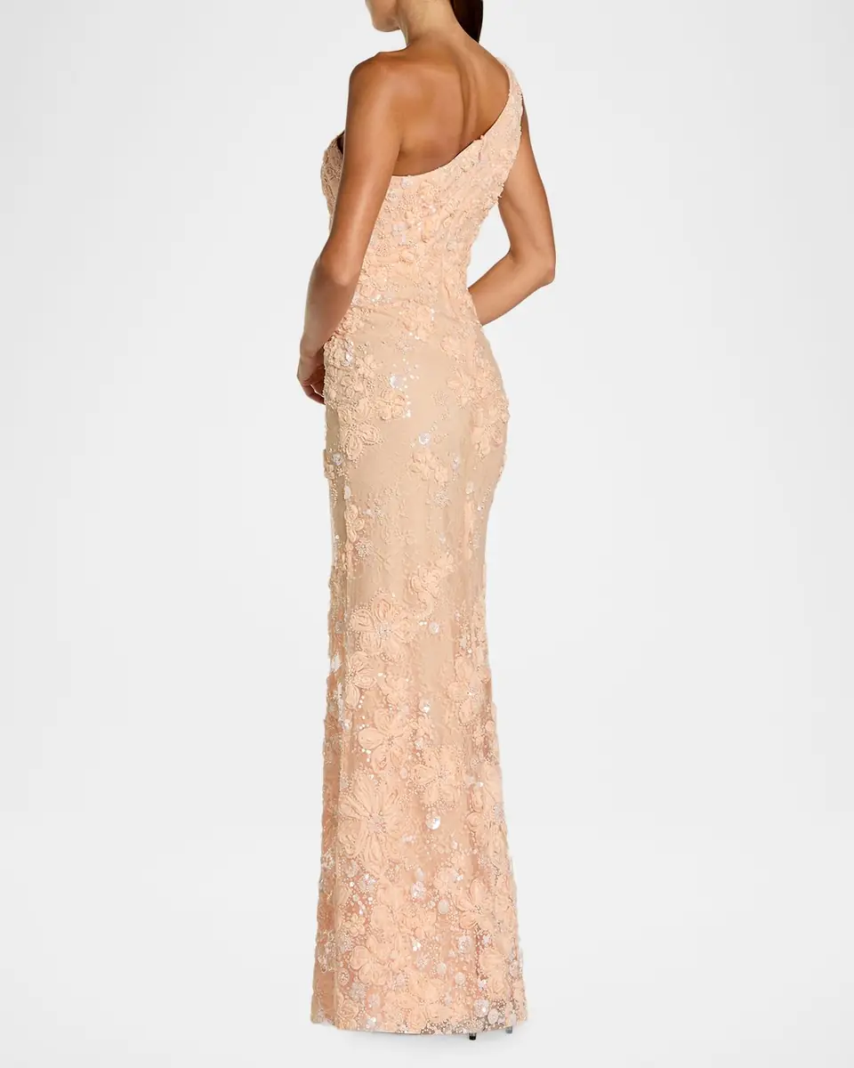 Mac Duggal Floral Embroidered One-Shoulder Column Gown | Thumbnail 2 Mac Duggal Floral Embroidered One-Shoulder Column Gown | Thumbnail 2