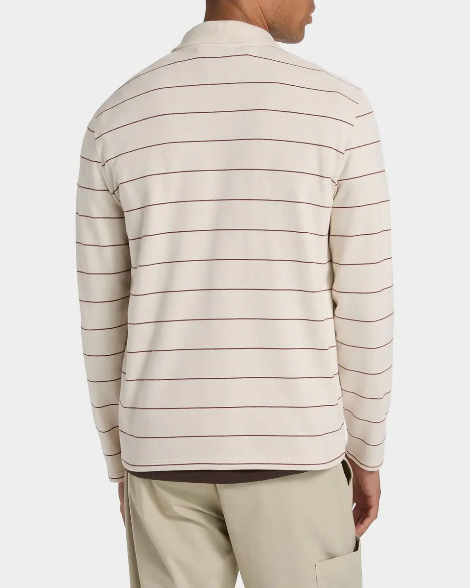 Vince Men's Pencil Stripe Long-Sleeve Polo Shirt | Thumbnail 2 Vince Men's Pencil Stripe Long-Sleeve Polo Shirt | Thumbnail 2