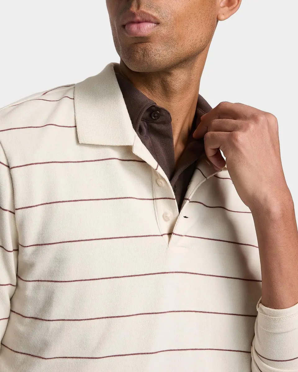 Vince Men's Pencil Stripe Long-Sleeve Polo Shirt | Thumbnail 4 Vince Men's Pencil Stripe Long-Sleeve Polo Shirt | Thumbnail 4